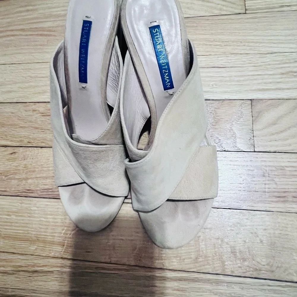 Stuart Weitzman Galene Adobe Suede Crossover Slide Sandals Size 6.5 - Picture 3 of 3